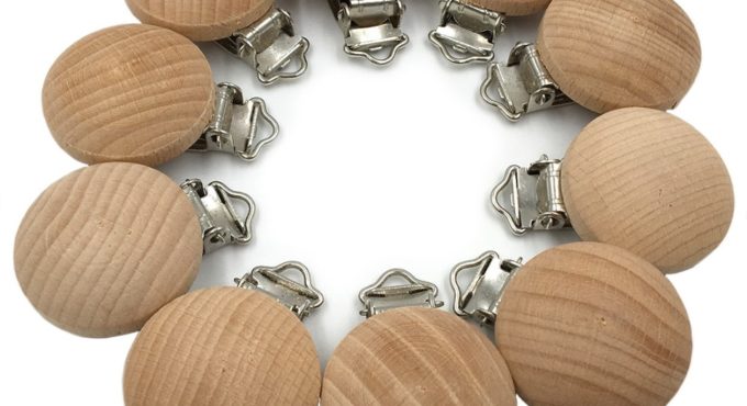 1Pcs 3.5cm Dummy Clip Natural Wood Beech Wood Pacifier Clip Unfinished Non-Toxic Nipple Holder DIY Pacifier Clips Chain