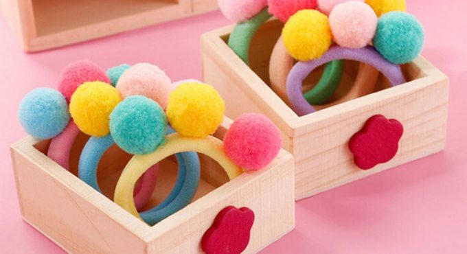 Fashion Hair bands rubber band cute gum girl's candy color ball hair bands baby hair rope