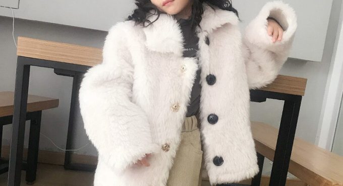 JKP 2018 Winter New Children's Kids Lapel Particles Wool Leather Fur Coat Jacket Short Boy and Girl Real Coat ZPC-278