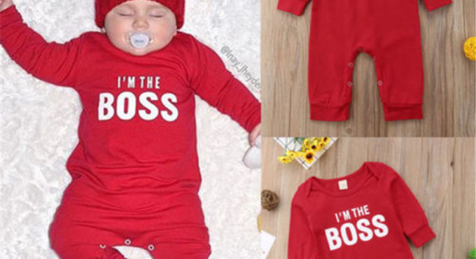 Emmababy Fashion Cute Newborn Baby Child I'm the BOSS Romper Outfits Christmas Clothing Gifts for Boys Girls Clothes Drop Ship