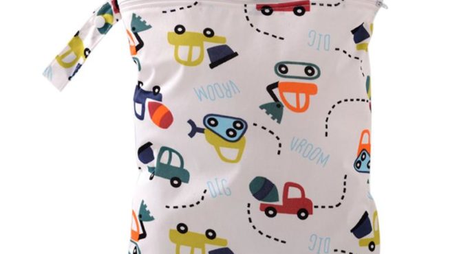 Waterproof Baby Diaper Bags Reusable Diapers Storage Bag for Mummy Travel Nappy Changing Printed Zipper Washable Baby Cloth Bags