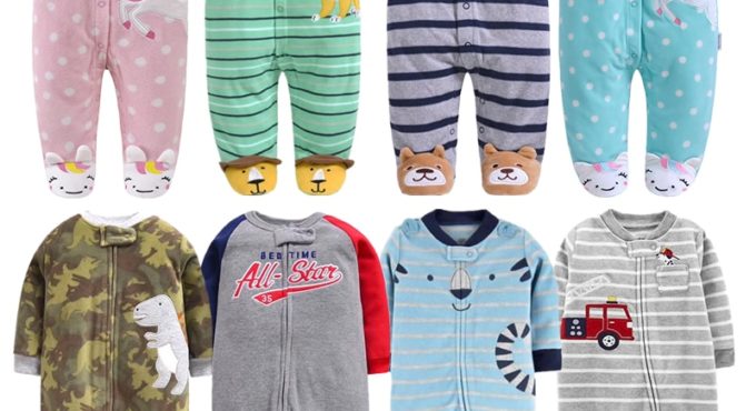 Newborn Baby Boy Autumn-winter Fleece Climbing Clothes 3-12M Kids Footed Pajamas Long Sleeved Infant Girls Cartoon Clothing