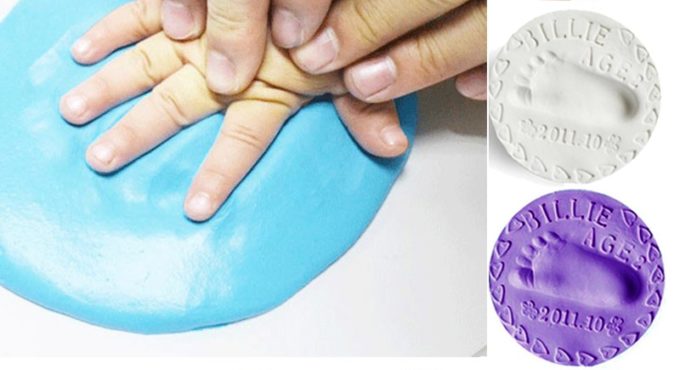 Baby footprint ultra light stereo Baby Care Air Drying Soft Clay Baby hand foot Imprint Kit Casting DIY Toys paw print pad 30g