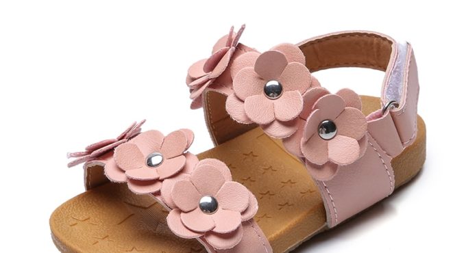 JGSHOWKITO Baby Girl Medium Kids Sandals With Florals Sweet Princess Soft Quality Children's Beach Sandals For Girls Size 21-30