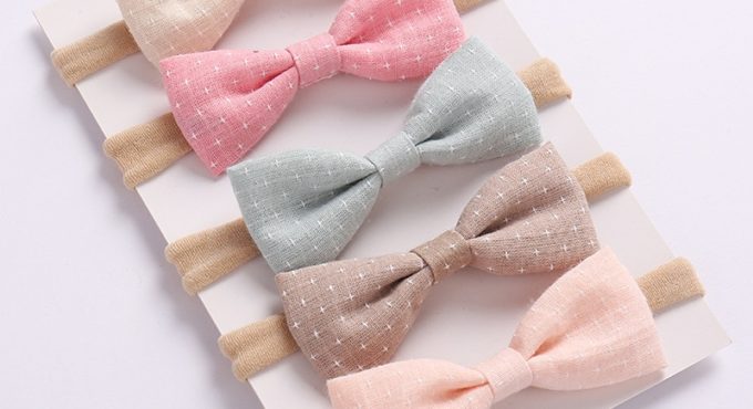 5pcs Girls Nylon Headband Hair Bows Head Band Elastic Bowknot Hairband for Children Kids Toddler Hair Accessories Headwear