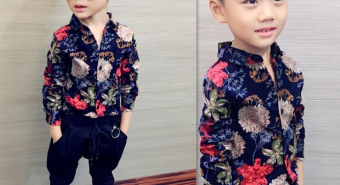 Boys shirt children's clothing new 2020 spring and autumn long-sleeved shirt cotton lattice sanded shirt printed baby clothes