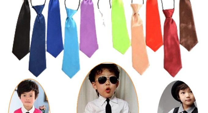 2018 Boy Tie Kids Baby School Boy Wedding Necktie Neck Tie Elastic Solid Colour Stain Wholesale