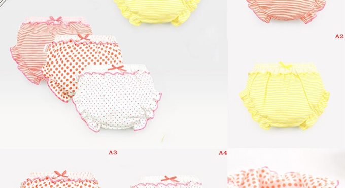 Hot 4 Styles Cute Stripe Dots Ruffle Panties Kids Girl Infant Baby Cotton Underwear For 0-2T Children Gifts