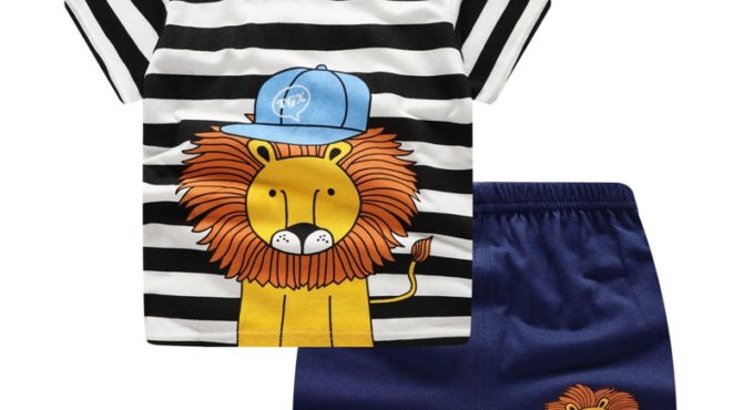 Unni-yun Casual Baby Kids Sport Clothing Plaid Lion Clothes Sets for Boys Costumes 100% Cotton Baby Clothes 6M -4 Years Old