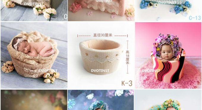 Dvotinst Newborn Photography Props Baby Posing Mini Princess Bed Round Basket Fotografia Accessories Studio Shoots Photo Props