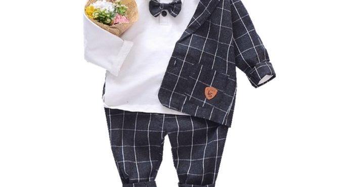 New Spring Autumn Children Gentleman Clothes Kids Boys Cotton Suit T-Shirt Pants 3Pcs/sets Baby Formal Clothing Infant Tracksuit