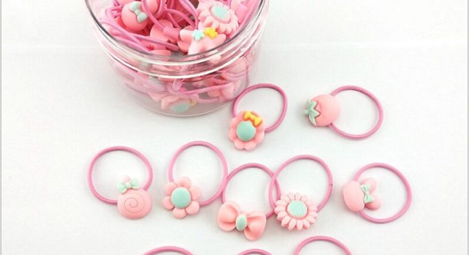 1Pcs/Lot Fashion 3cm Pink Child Hair Rubber Bands Accessories Wholesale Candy Colors Cute Elastics Hair Rope For Girls Kids