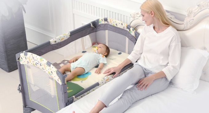 Valdera portable folding crib multi-function splicing large bed free installation