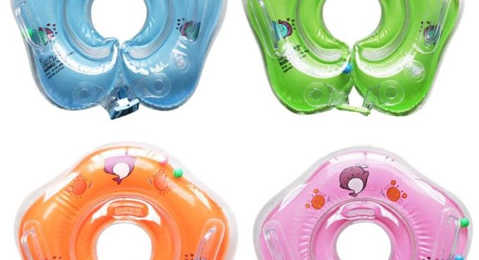 Baby Swimming Neck Ring Tube Safety Infant Bathing Float Circle Summer Inflatable Water Floating Drink Cup Holder Accessories