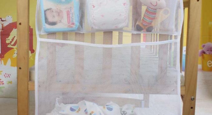 Diaper Organizer Bedding Pocket Crib Mesh Baby Cot Organizer Hanging Storage Pocket Organizer Toy Pocket Bedding Accessories