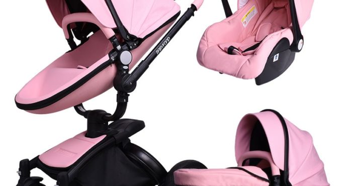 Brand 3 in 1 baby stroller leather two-way shock absorbers baby car cart trolley Europe baby pram gift babyfond Aulon