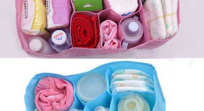 Portable Outdoor Travel Nappy Bags Baby Diaper Nappy Water Bottle Storage Inner Liner Changing Divider Organizer Bag