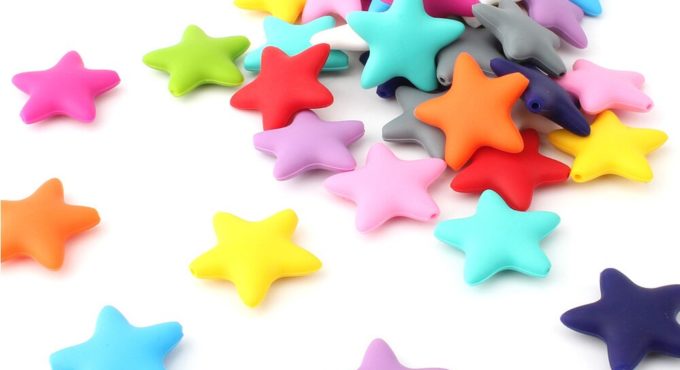 Keep&Grow 500Pcs Star Shaped Silicone Beads BPA Free Baby Teethers Chewable Baby Teething Toys For Baby Pacifier Chain Making