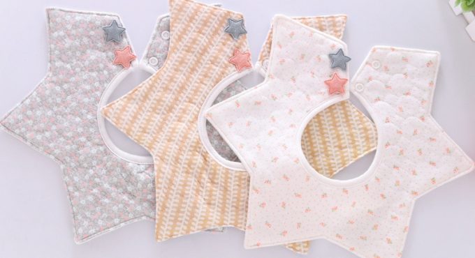 Lovely Flower Style Baby Waterproof Bibs Rotating Double Cotton Fashion Pattern Striped Star Bibs Girls Boys Feeding Burp Cloths