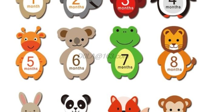 12 Pcs Month Sticker Baby Photography Milestone Memorial Monthly Newborn Kids Commemorative Card Number Photo Props Accessories