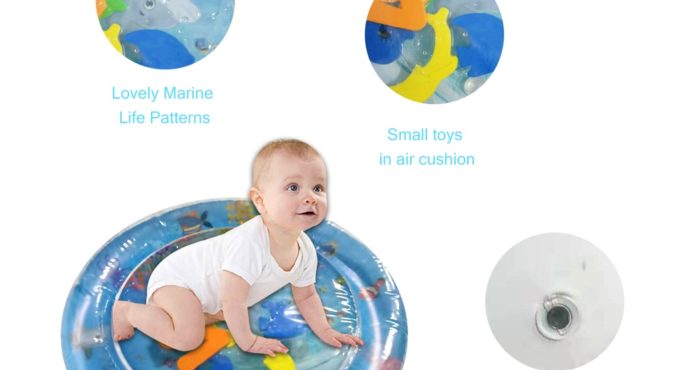 55cm Baby Colorful Inflatable Water Play Mat Tummy Time Infant Fun Mat Child Development Play Center with Hand Inflator Pump