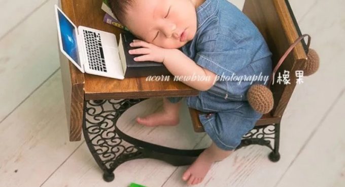 Newborn Photography Props Basket Baby Boy Girl Photo Shoot Studio Posing Wooden+Iron Writing Desk Props bebe foto Accessories