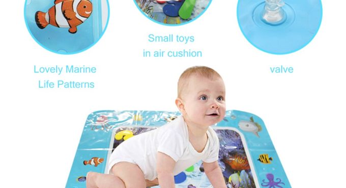 50 * 60cm Baby Inflatable Water Play Mat Tummy Time Infant Fun Mat Child Development Play Center with Hand Inflator Pump