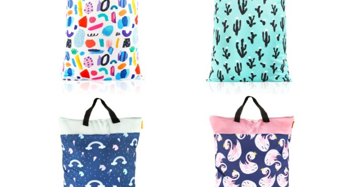 HappyFlute Polyester PUL Waterproof Baby Bags for Mom Baby Stroller Use 40*70cm Big Size Double Packet Diaper Wet Bag