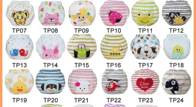 100Units Wholesal Baby Training Pants Potty Trainers Embroidery Training Diapers 100% Cotton Comfortable For Baby Many Patterns