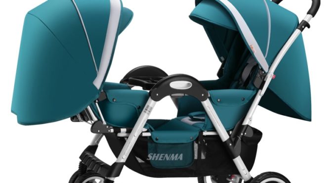 SHENMA Twin baby stroller Double baby can sit and lay light folding stroller Free shipping