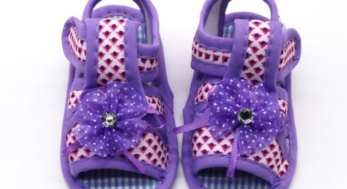 Baby sandals for girls flower baby summer sandals princess print soft bottom cotton baby toddler shoes