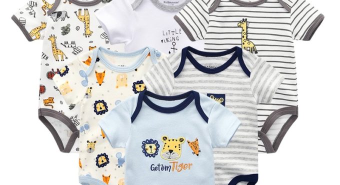 Baby Clothes 8Pcs/lots Unisex Newborn Boy&Girl Rompers roupas de bebes Cotton Baby Toddler Jumpsuits Short Sleeve Baby Clothing