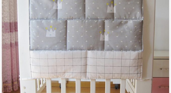 Bed Hanging Storage Bag Baby Cot Bed Brand Baby Cotton Crib Organizer 50*60cm Toy Diaper Pocket for Crib Bedding Set