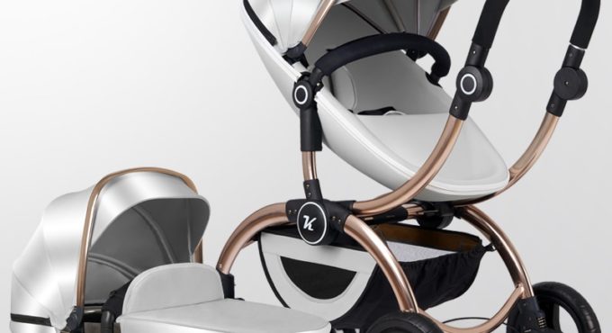 European luxury 2 in 1 baby stroller high landscape baby pram can sit reclining two-way baby stroller shock absorber leather