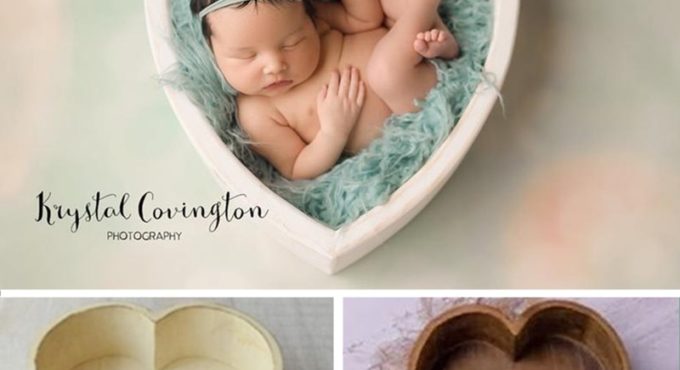 Baby Props for Photography Boy Wood Heart-Shaped Box Newborn Photo Shoot Accessories Basket Background Fotografia Recien Nacido