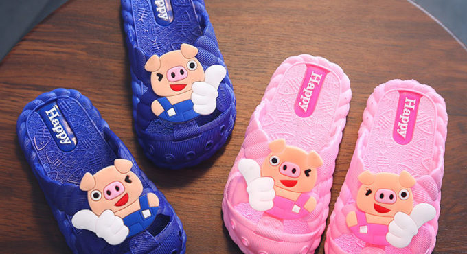 Koovan Children's Slippers 1-7 Year Old Children Slippers Summer Cool Piggy Girl Boy Baby Bathroom Home Anti-skid Slippers Kids