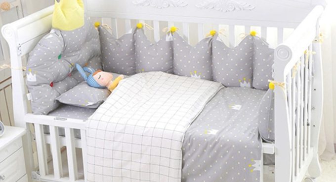 7pcs/set Printing Baby Cot Bedding Set Comforter Bedding Sets For Infant Kids Crib Sets Cot Protector Bed Sheet Newborn Bumper