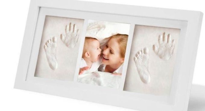 Baby Kid Children Foot Finger Hand Wooden Photo Frame Set Print Clay Ink Kit Gift Memory