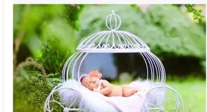 Newborn Photography Props Baby Girl Princess Cinderella Carriage Pumpkin Car Posing Poser Prop fotografia Photo Iron Bed Basket