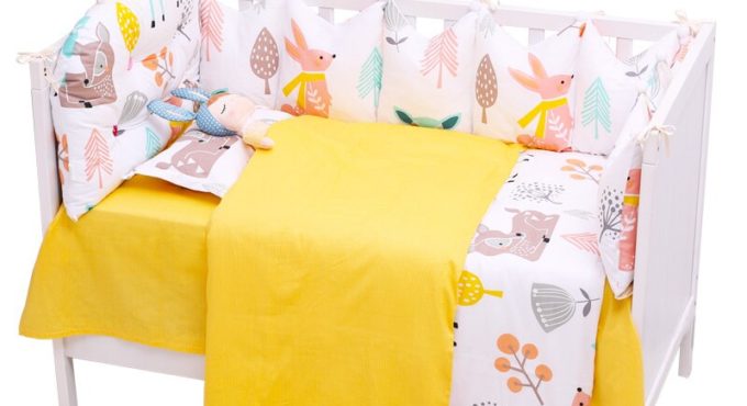 5 pcs/set Baby Bed Set Infant Crib Bedding Set Toddler Cotton Cot Kits For Boys Girls Newborn Bedding Bumpers Kid Room Bed Sheet