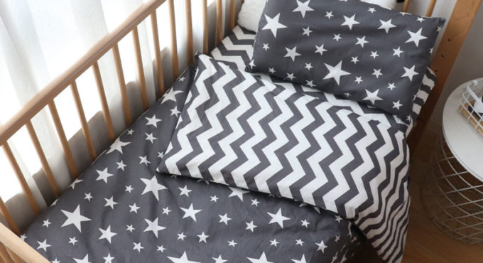 3Pcs Baby Bedding Set For Newborns Star Pattern Kid Bed Linen For Boy Pure Cotton Woven Crib Bedding Duvet Cover Pillocase Sheet