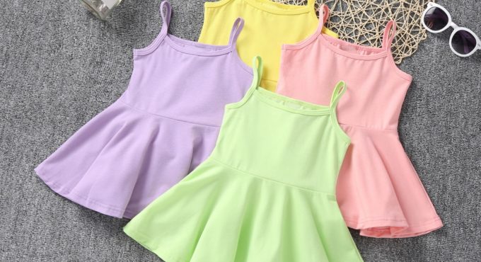 2021 Summer New Cotton Baby Girls Sling Dress Children Casual Style Clothes baby Girl Kids Princess Birthday Sleeveless Dresses