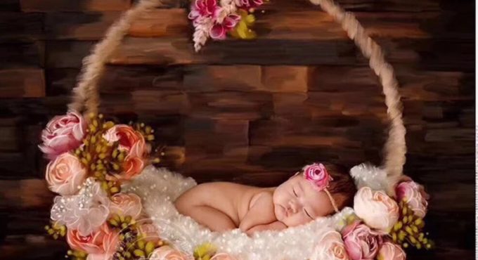 Newborn Baby Photography Vine Flower Basket Bed Props Infant Toddler Photo Shoot Studio Posing Wooden Outdoors Basket bebe foto