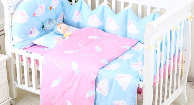 7 pcs/set Crib Bedding For Newborn Lovely Pattern Baby Bedding Set Infant Crib Bumper Kids Cot Suit Kit Baby Girl Boy Bed Items