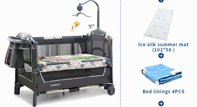 Valdera Deluxe Edition Portable Folding Crib Multifunction Baby BB Bed Splicing King Bed Cradle Bed 12 pcs free gifts