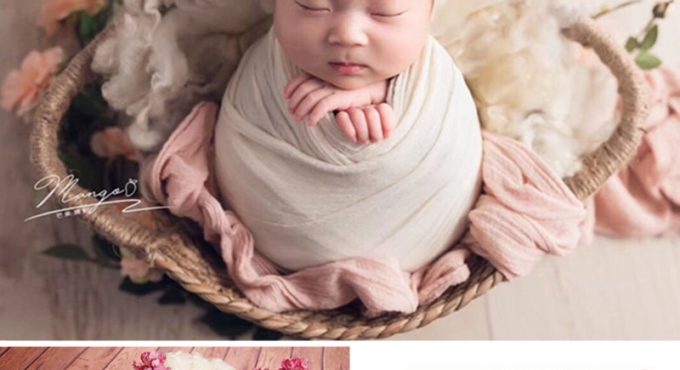 Newborn Props for Photography Natural Linen Weaving Double Barrel Bed Fotografia Infantil Baby Posing Sofa Handwoven Basket Boy