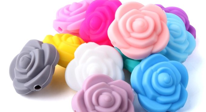 10pcs Colorful Silicon Rose Beads 20mm Silicone Teething Beads Accessories silicone rodent DIY Pacifier Chain Pendant