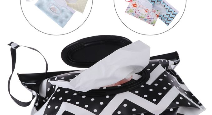 1pc Easy-carry Wet Wipes Bag Strap Wipes Container Clamshell Cosmetic Pouch Clutch Cleaning Wipes Case