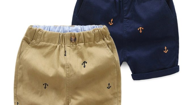 2-9 Years Children Shorts Toddler Kids Short Pant Summer Cotton Anchor Boys Beach Shorts Leisure Capris Baby Clothing KF553