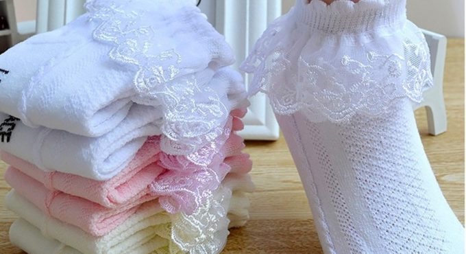 Breathable Cotton Lace Ruffle Princess Mesh Socks Children Ankle Short Sock White Pink Yellow Baby Girls Kids Toddler